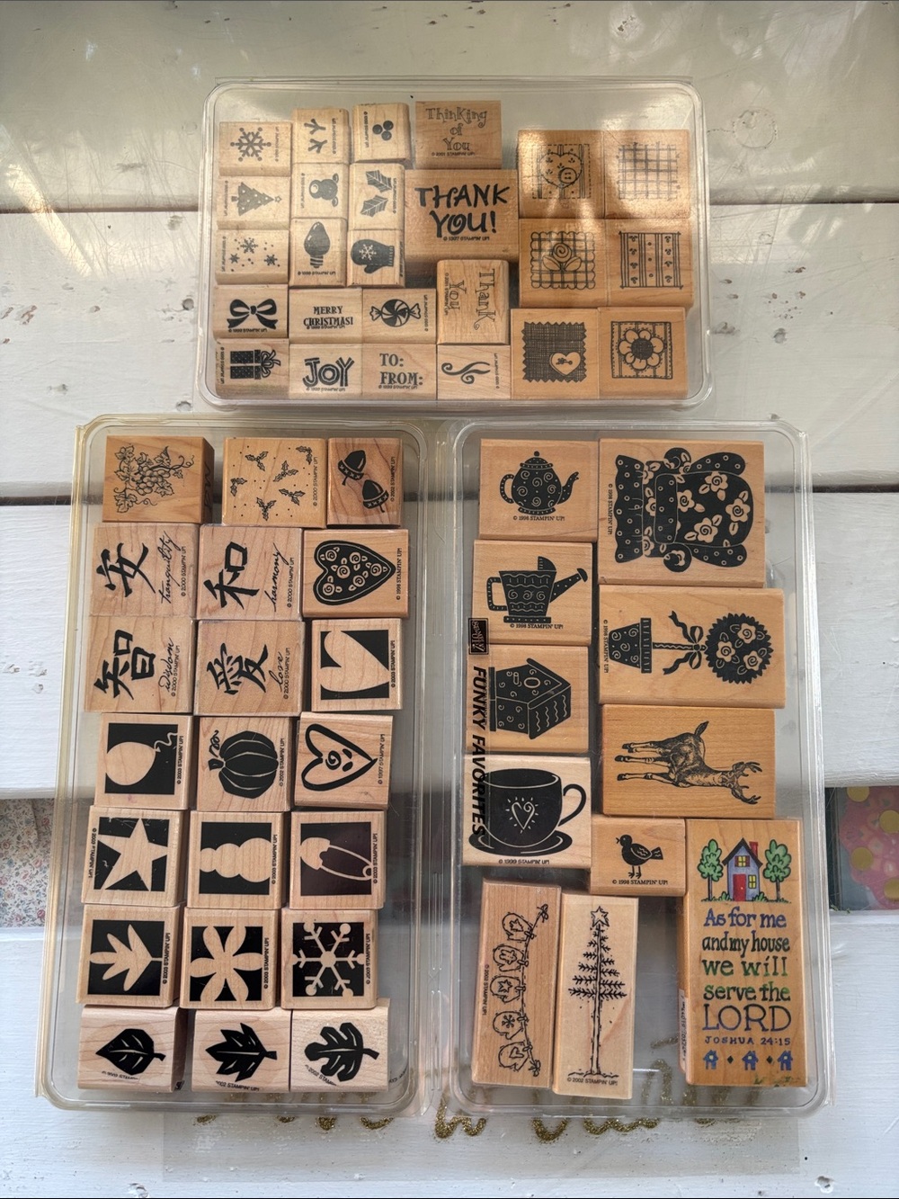 Wooden Rubber Stamp Set with Assorted Designs